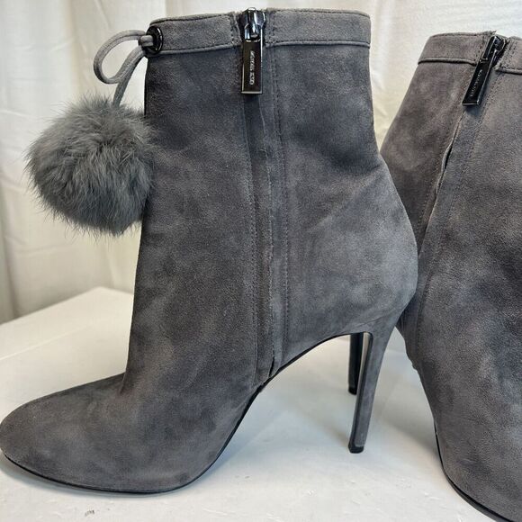 Michael Kors Remi 7 Suede Gray/Grey Ankle Bootie Boots Stilettos - Picture 2 of 10